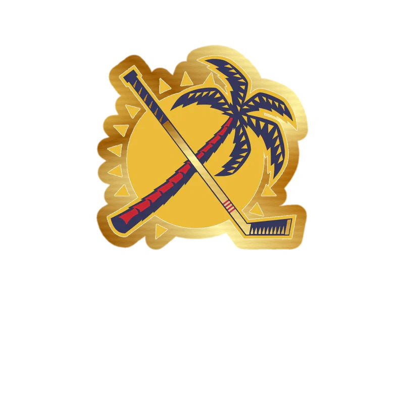 Florida Panthers - Sun With Palm Tree - Gold Chrome Vinyl Sticker - Custom Size