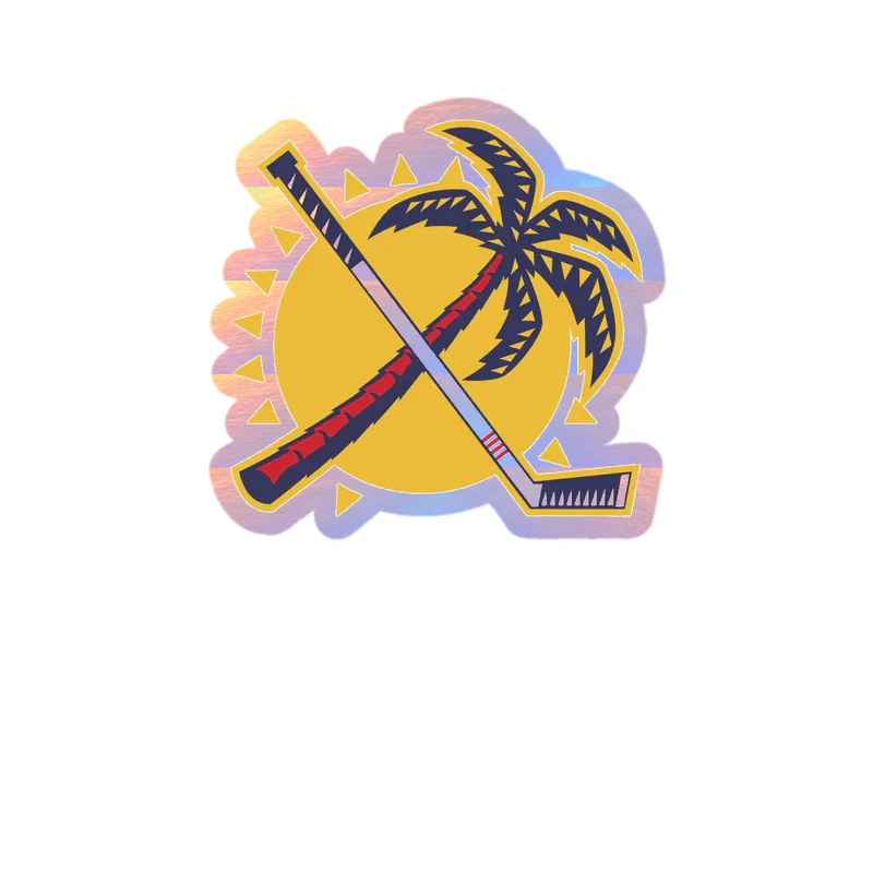 Florida Panthers - Sun With Palm Tree - Holographic Vinyl Sticker - Custom Size
