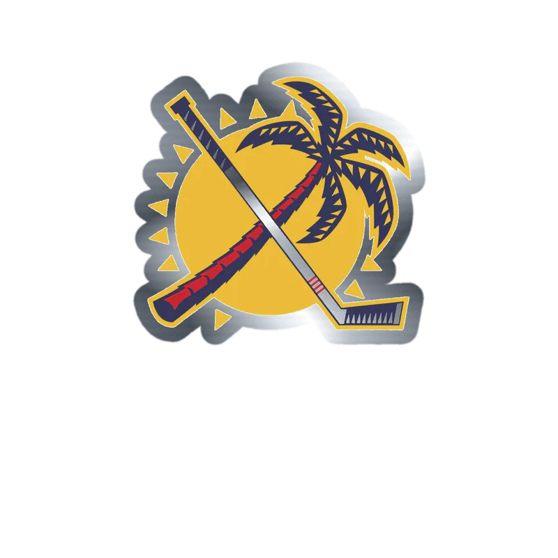 Florida Panthers - Sun With Palm Tree - Silver Chrome Vinyl Sticker - Custom Size