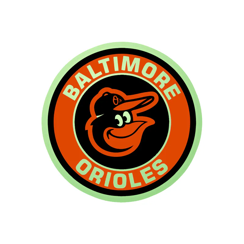 Baltimore Orioles - Black And Orange Circle - Glow in the Dark Vinyl Sticker - Custom Size