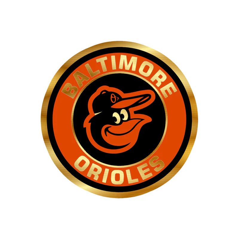 Baltimore Orioles - Black And Orange Circle - Gold Chrome Vinyl Sticker - Custom Size