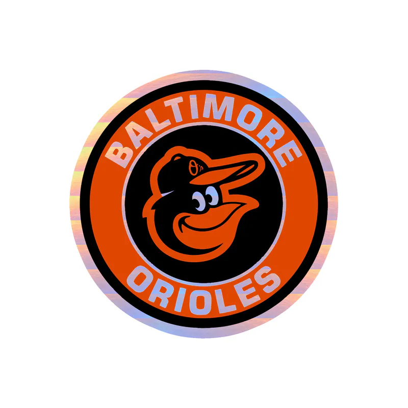 Baltimore Orioles - Black And Orange Circle - Holographic Vinyl Sticker - Custom Size