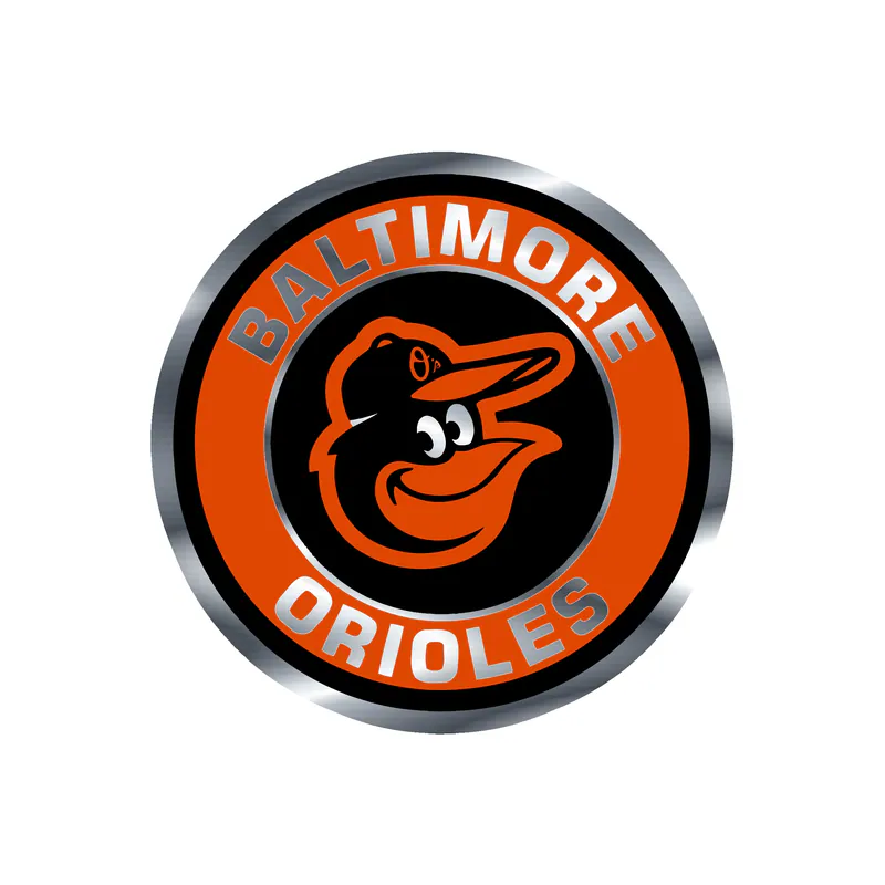 Baltimore Orioles - Black And Orange Circle - Silver Chrome Vinyl Sticker - Custom Size