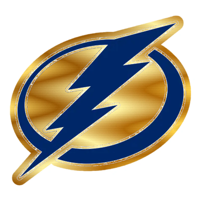 Tampa Bay Lightning - Lighting Bolt Oval - Gold Chrome Vinyl Sticker - Custom Size