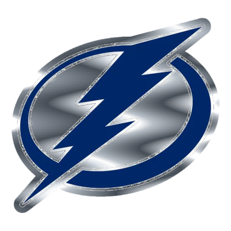 Tampa Bay Lightning - Lighting Bolt Oval - Silver Chrome Vinyl Sticker - Custom Size