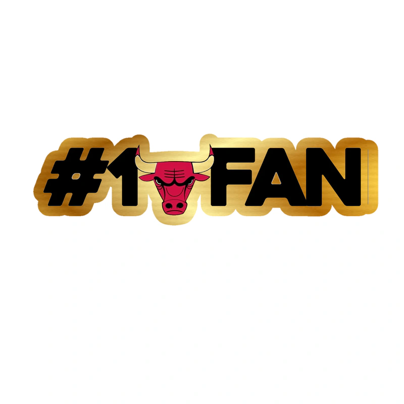 Chicago Bulls - #1 Fan - Gold Chrome Vinyl Sticker - Custom Size