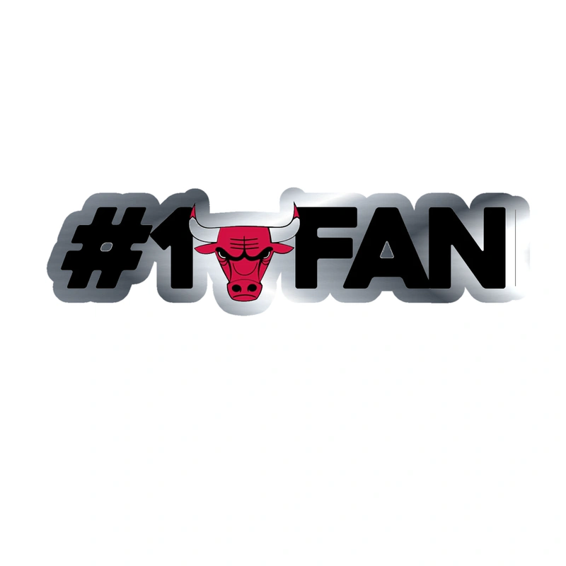 Chicago Bulls - #1 Fan - Silver Chrome Vinyl Sticker - Custom Size
