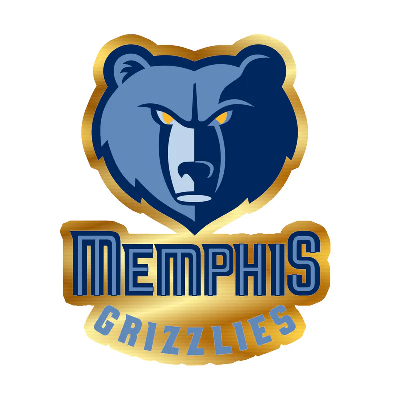 Memphis Grizzlies - Image 1 - Gold Chrome Vinyl Sticker - Custom Size