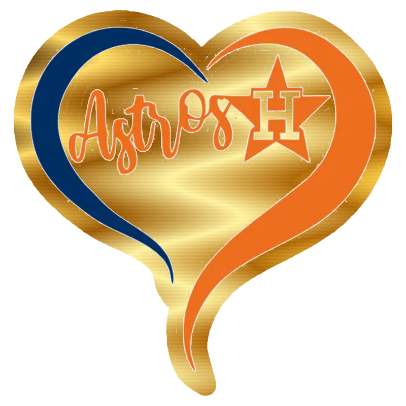 Houston Astros - Heart - Gold Chrome Vinyl Sticker - Custom Size