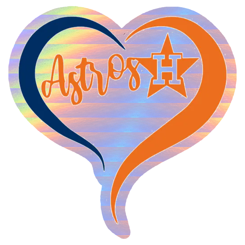 Houston Astros - Heart - Holographic Vinyl Sticker - Custom Size