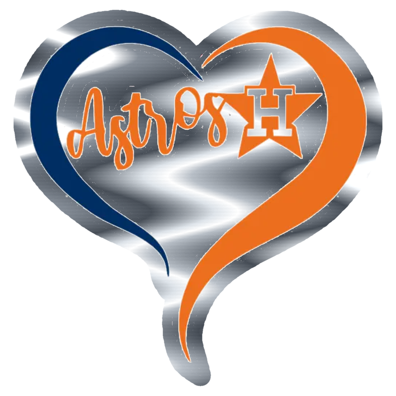Houston Astros - Heart - Silver Chrome Vinyl Sticker - Custom Size