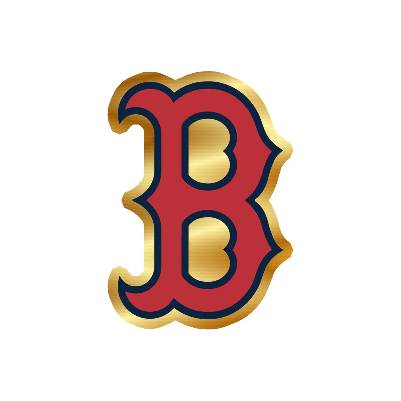 Boston Red Sox - Red B With Blue Outline - Gold Chrome Vinyl Sticker - Custom Size