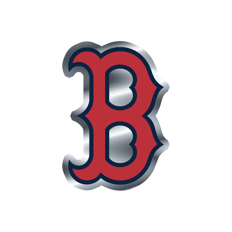 Boston Red Sox - Red B With Blue Outline - Silver Chrome Vinyl Sticker - Custom Size