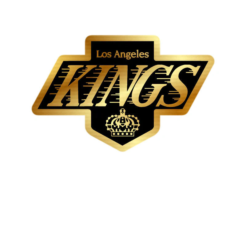 Los Angeles Kings - Black Background With Kings - Gold Chrome Vinyl Sticker - Custom Size