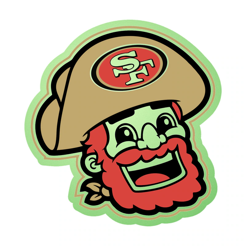 San Francisco 49ers - Sourdough Sam Head - Glow in the Dark Vinyl Sticker - Custom Size