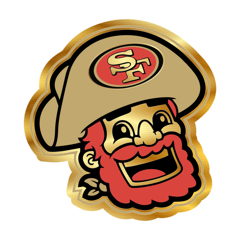 San Francisco 49ers - Sourdough Sam Head - Gold Chrome Vinyl Sticker - Custom Size