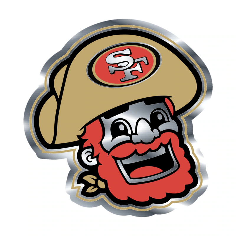 San Francisco 49ers - Sourdough Sam Head - Silver Chrome Vinyl Sticker - Custom Size