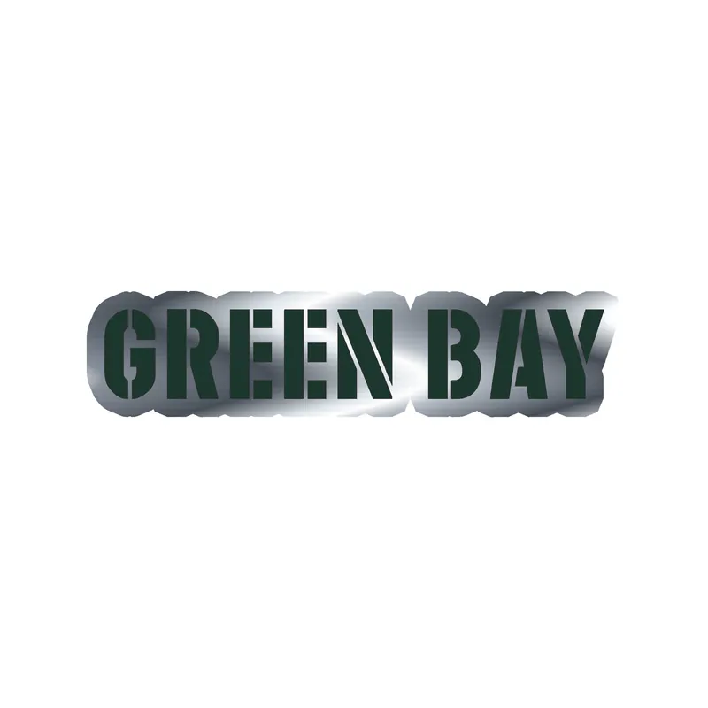 Green Bay Packers - Rectangle - Image 4 - Silver Chrome Vinyl Sticker - Custom Size