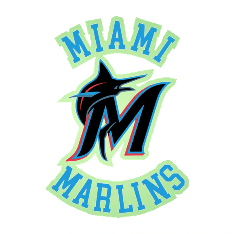 Miami Marlins - Name With M - Glow in the Dark Vinyl Sticker - Custom Size