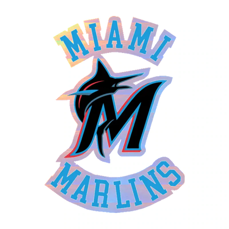 Miami Marlins - Name With M - Holographic Vinyl Sticker - Custom Size