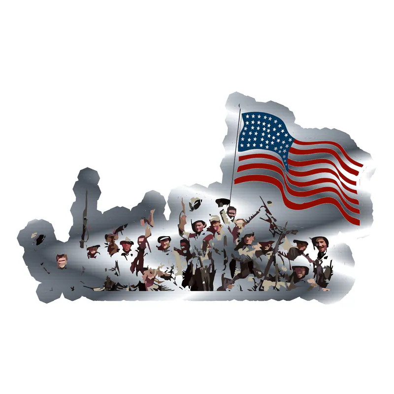 Iwo Jima Silver Chrome Vinyl Decal