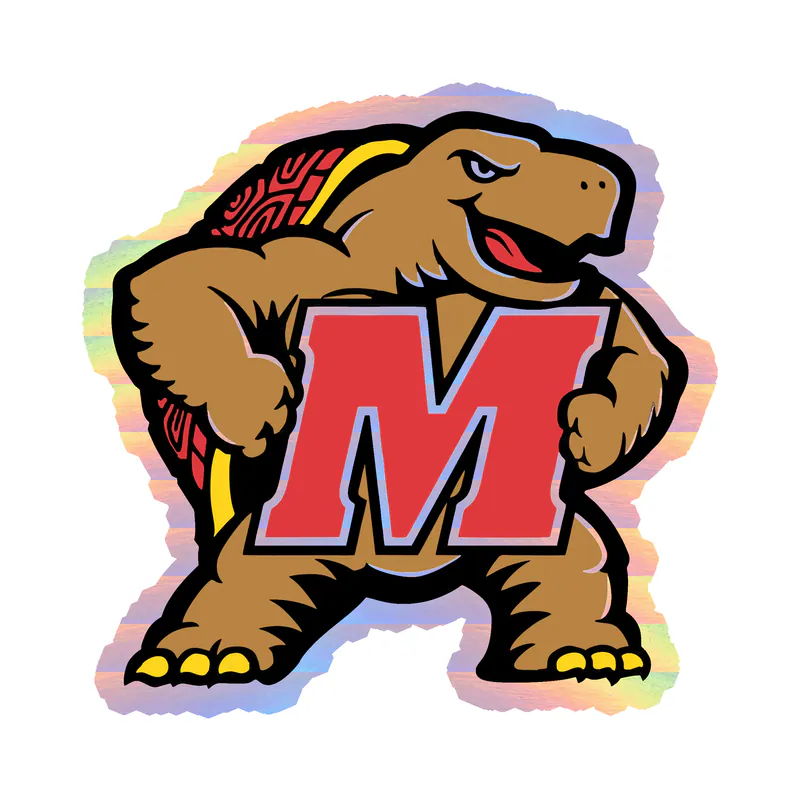 Maryland Terrapins - M with Terrapin - Holographic Vinyl Decal - Custom Size