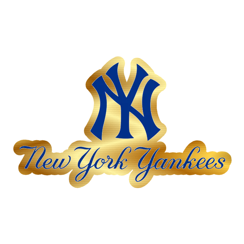 New York Yankees - Blue NY With Name - Gold Chrome Vinyl Sticker - Custom Size