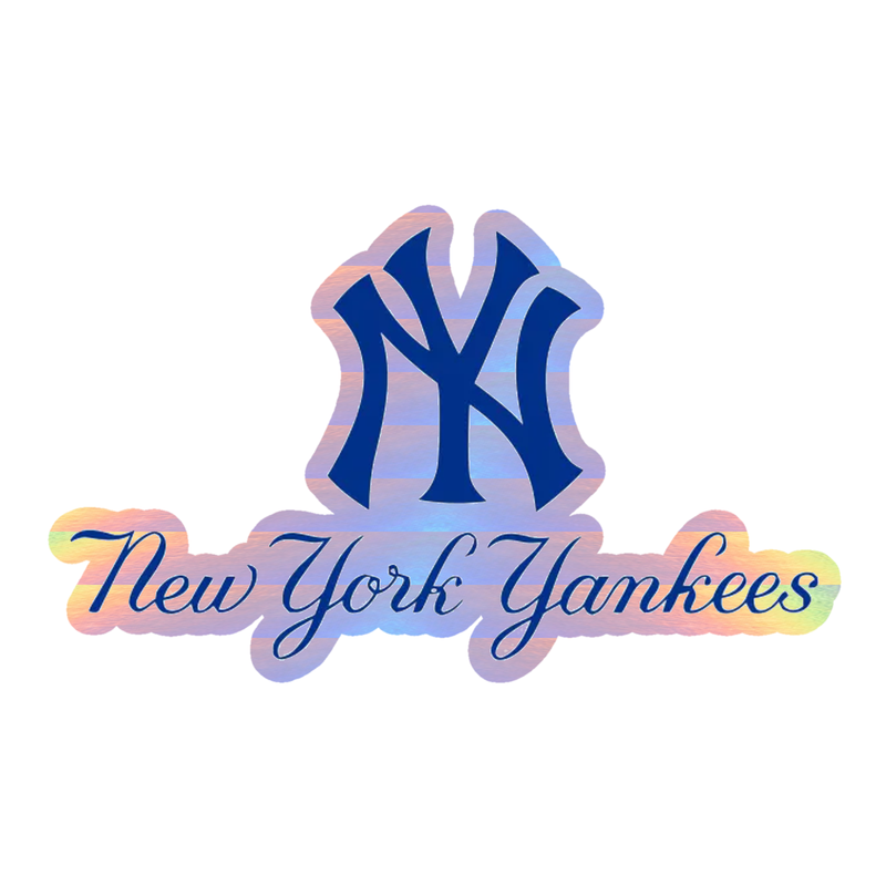 New York Yankees - Blue NY With Name - Holographic Vinyl Sticker - Custom Size
