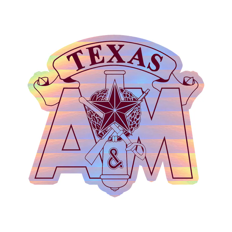 Texas A&M Aggies - Corps Of Cadets - Holographic Vinyl Decal - Custom Size