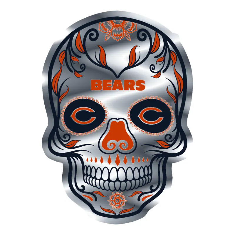 Chicago Bears- Silver Chrome Vinyl Sticker- Custom Size