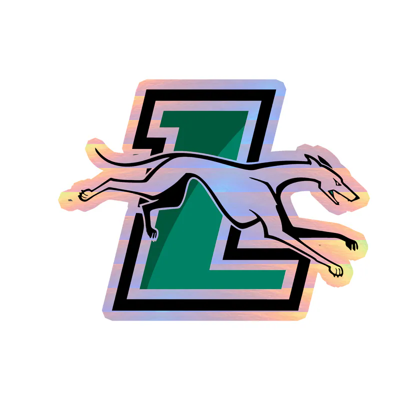 Loyola Greyhounds - L With Greyhound - Holographic Vinyl Decal - Custom Size