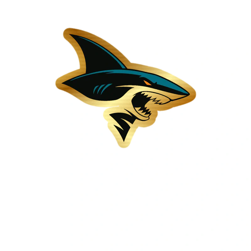 San Jose Sharks - Shark Head - Gold Chrome Vinyl Sticker - Custom Size