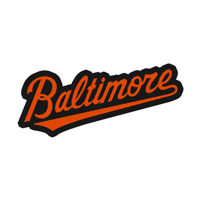 Baltimore Orioles - Baltimore - Carbon Fiber Vinyl Sticker - Custom Size
