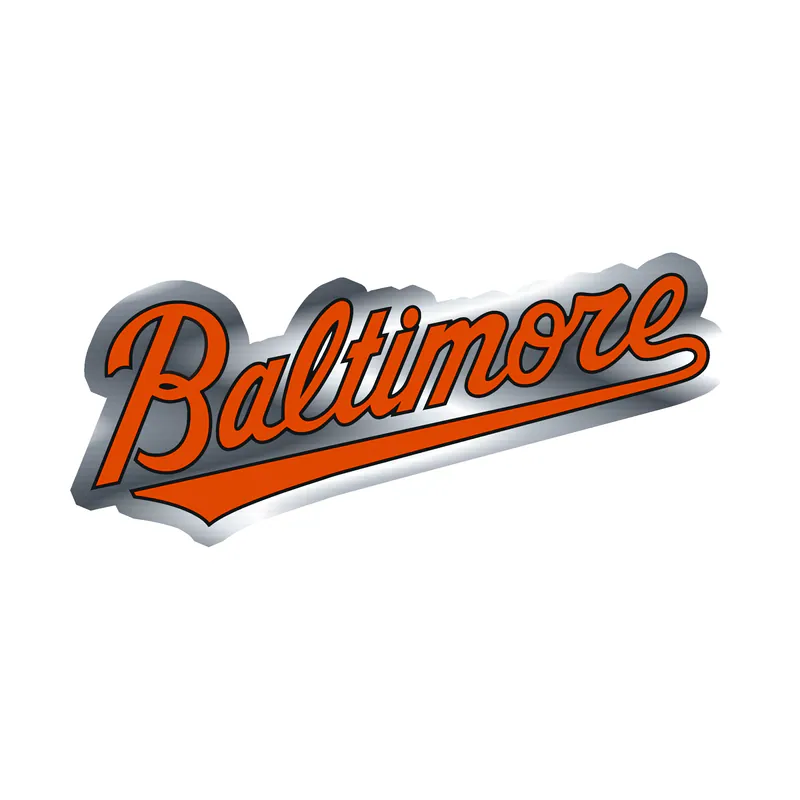 Baltimore Orioles - Baltimore - Silver Chrome Vinyl Sticker - Custom Size