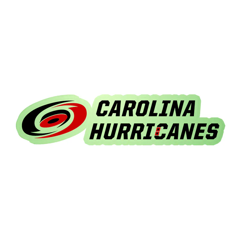 Carolina Hurricanes - Name With Hurricane On Side - Glow in the Dark Vinyl Sticker - Custom Size