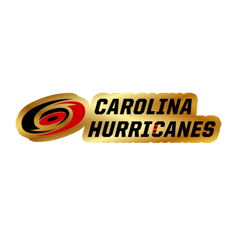 Carolina Hurricanes - Name With Hurricane On Side - Gold Chrome Vinyl Sticker - Custom Size