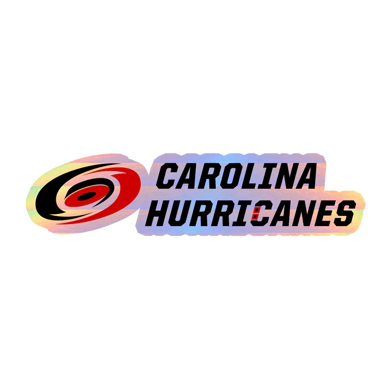 Carolina Hurricanes - Name With Hurricane On Side - Holographic Vinyl Sticker - Custom Size