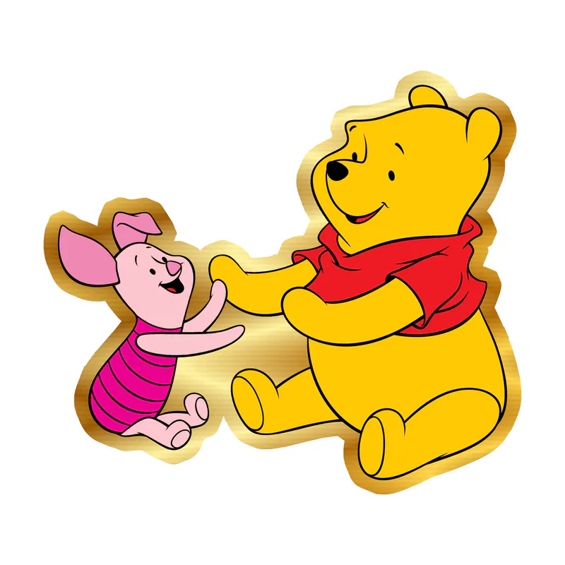 Winnie The Pooh - Pooh And Piglet - Gold Chrome Vinyl Sticker - Custom Size