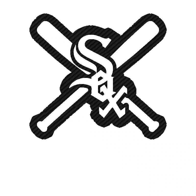 Chicago White Sox - Sox With Baseball Bats Crossed - Carbon Fiber Vinyl Sticker - Custom Size
