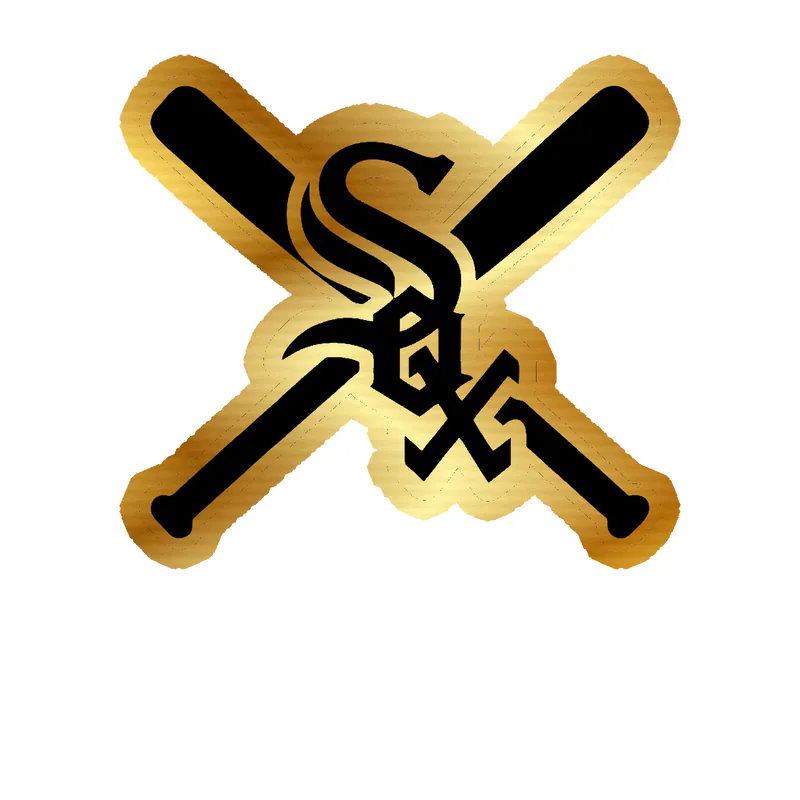 Chicago White Sox - Sox With Baseball Bats Crossed - Gold Chrome Vinyl Sticker - Custom Size