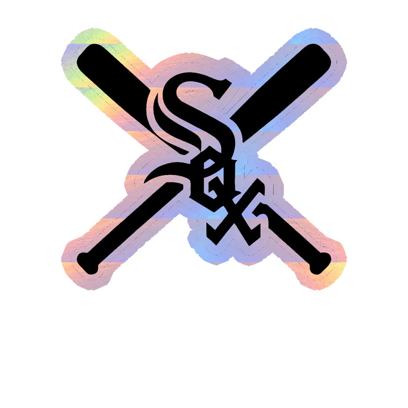 Chicago White Sox - Sox With Baseball Bats Crossed - Holographic Vinyl Sticker - Custom Size