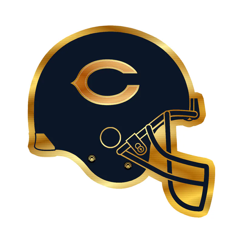Chicago Bears - Helmet With C 2 - Gold Chrome Vinyl Sticker - Custom Size