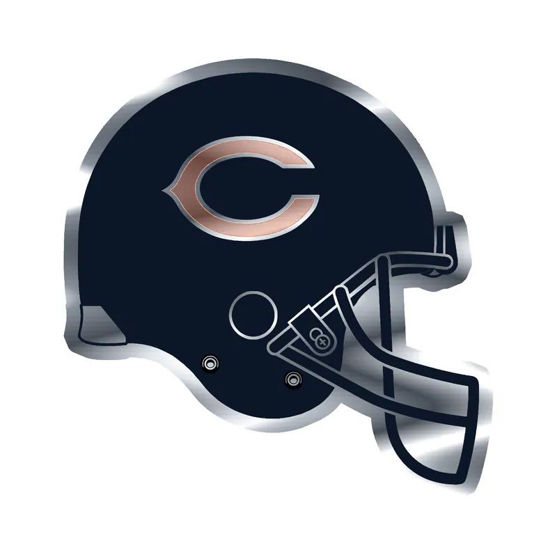 Chicago Bears - Helmet With C 2 - Silver Chrome Vinyl Sticker - Custom Size