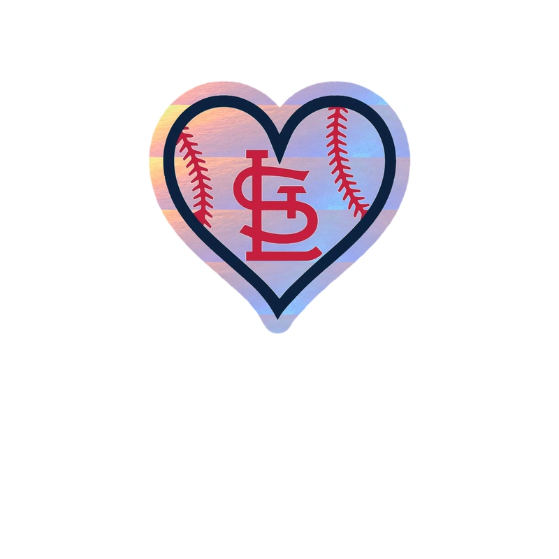 St. Louis Cardinals - Heart - Holographic Vinyl Sticker - Custom Size