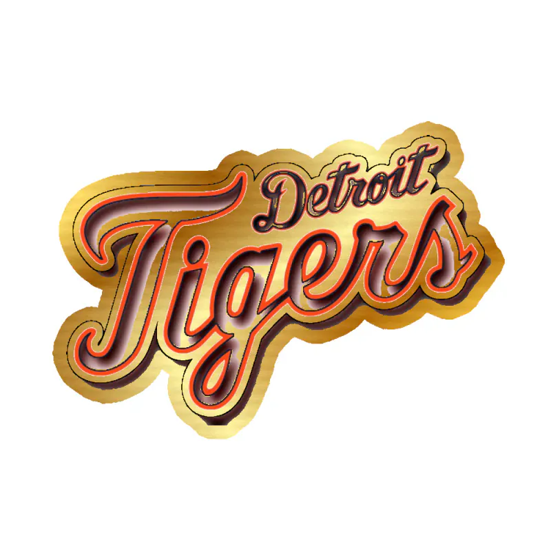 Detroit Tigers - Name - Gold Chrome Vinyl Sticker - Custom Size