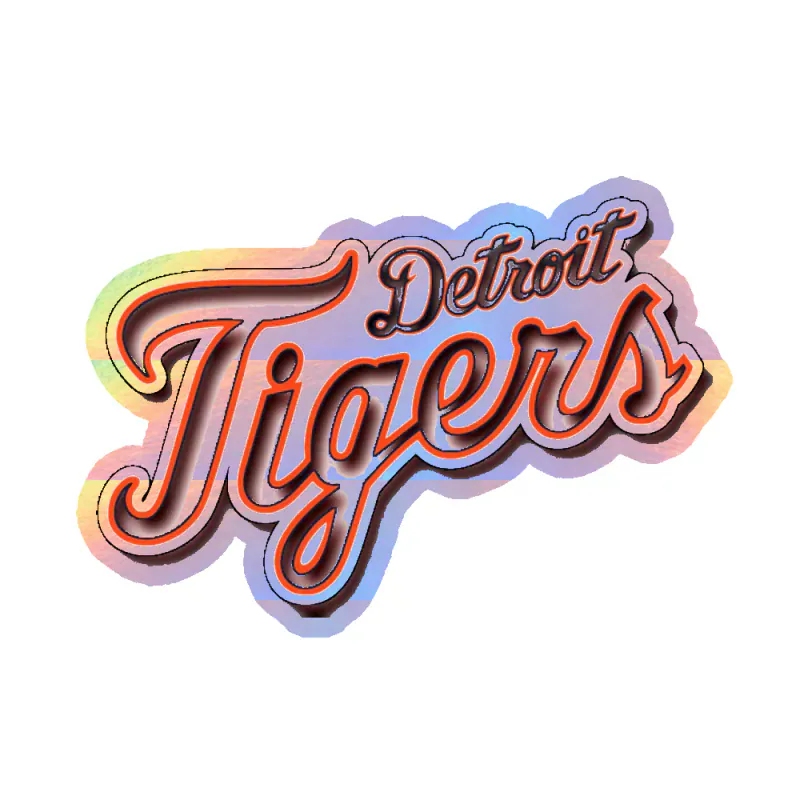 Detroit Tigers - Name - Holographic Vinyl Sticker - Custom Size