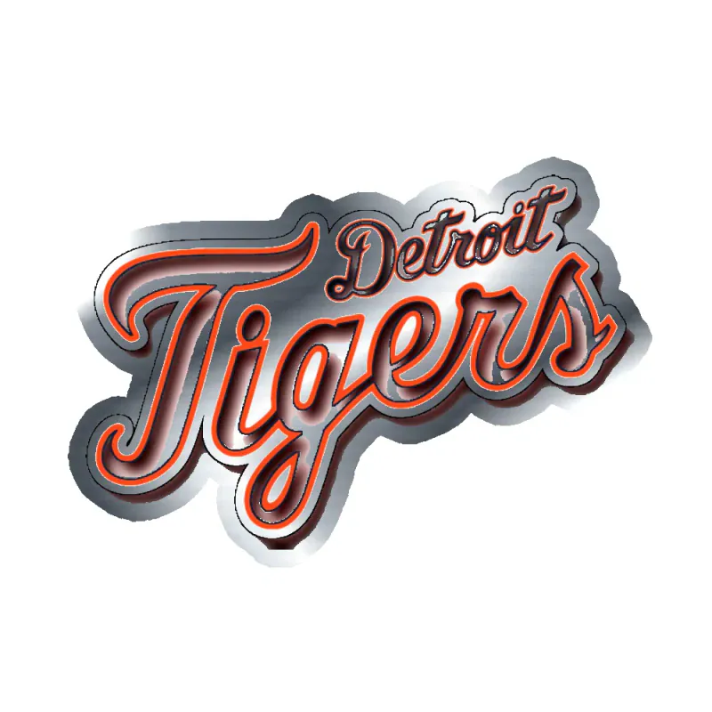 Detroit Tigers - Name - Silver Chrome Vinyl Sticker - Custom Size