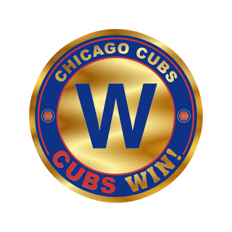 Chicago Cubs - Cubs Win - Gold Chrome Vinyl Sticker - Custom Size
