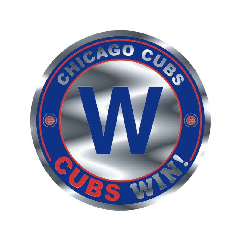 Chicago Cubs - Cubs Win - Silver Chrome Vinyl Sticker - Custom Size