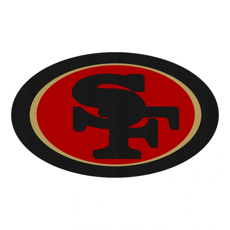 San Francisco 49ers - Oval - Carbon Fiber Vinyl Sticker - Custom Size